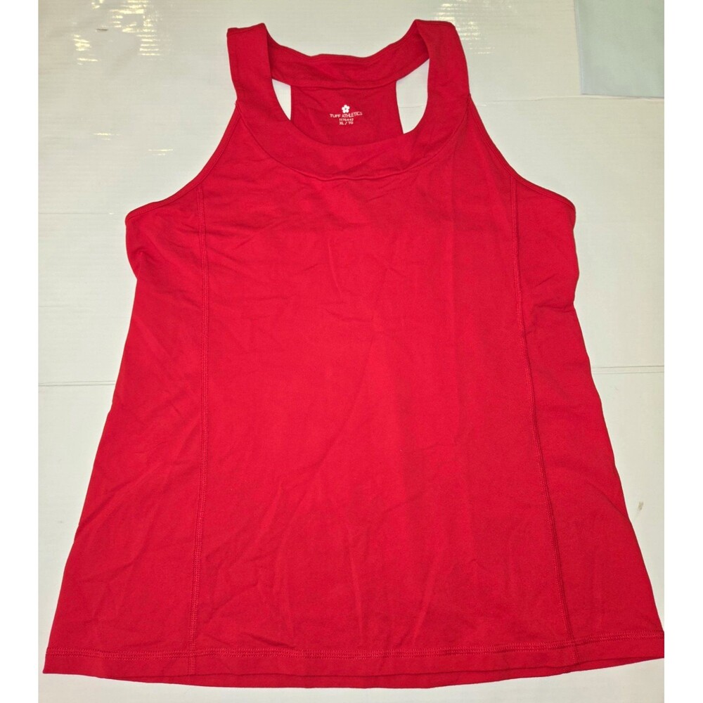 Tuff Athletics Women's XL Red Racerback Scoop Neck Stretch Activewear Tank Top